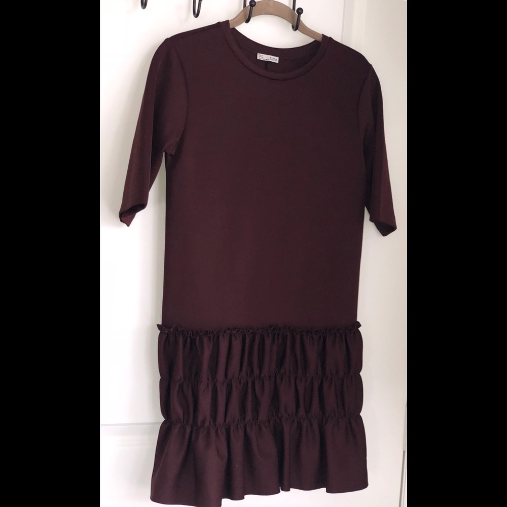 ZARA Brown ruffle dress **FINAL PRICE DROP**